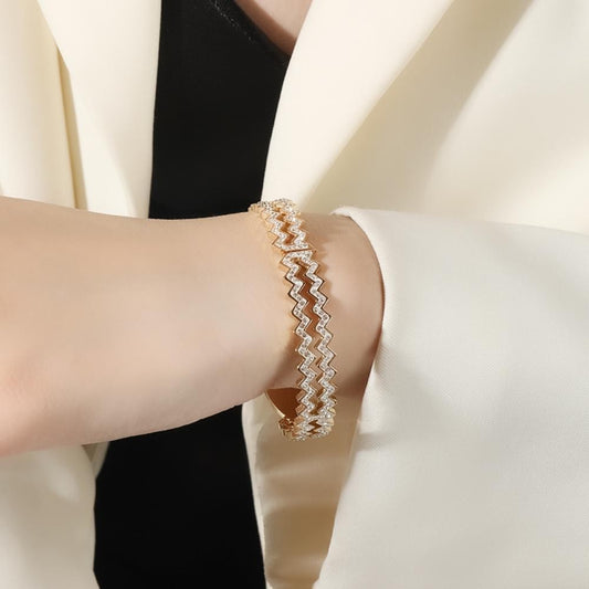 Women's Wave Diamond Simple All-match Bracelet