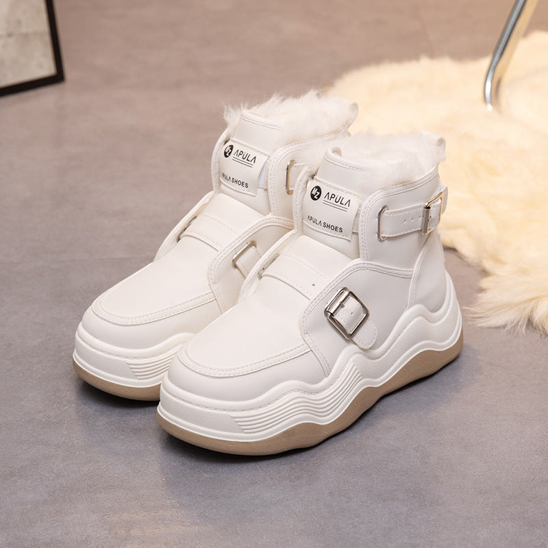 Chaussures d'ascenseur à fond épais en coton et laine, haut de sport pour étudiants