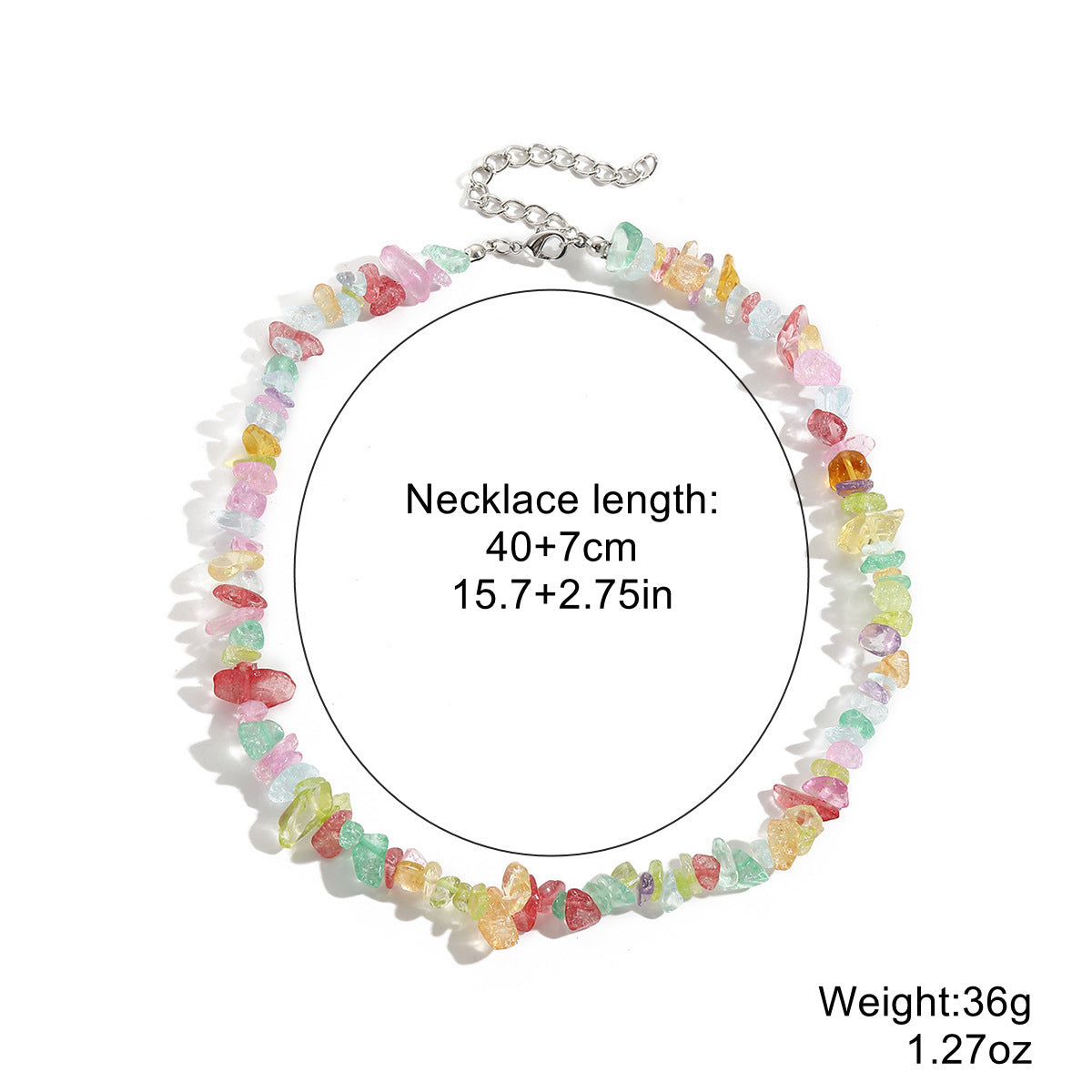 Collier bohème en pierre concassée colorée