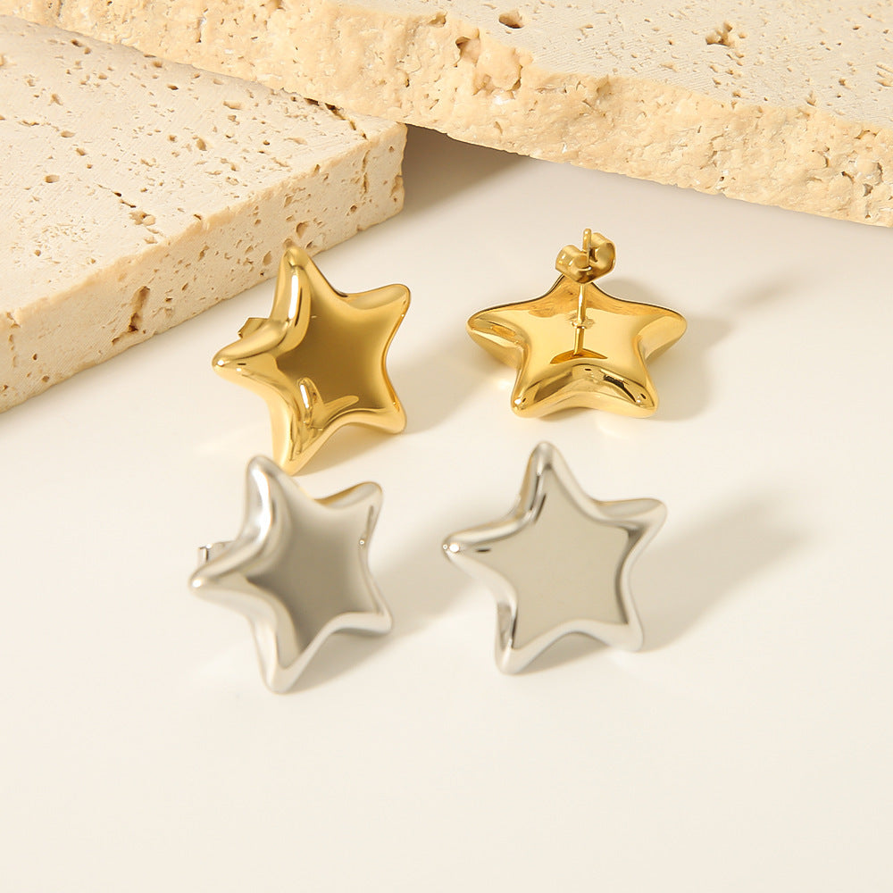 Boucles d'oreilles pentagramme en acier inoxydable pour femme