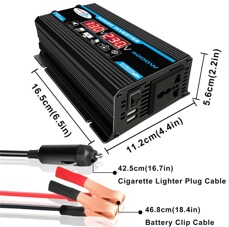 Affichage LED de tension USB de l'onduleur de voiture