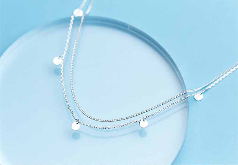 Silver Necklace Women's Elegant Double Layer