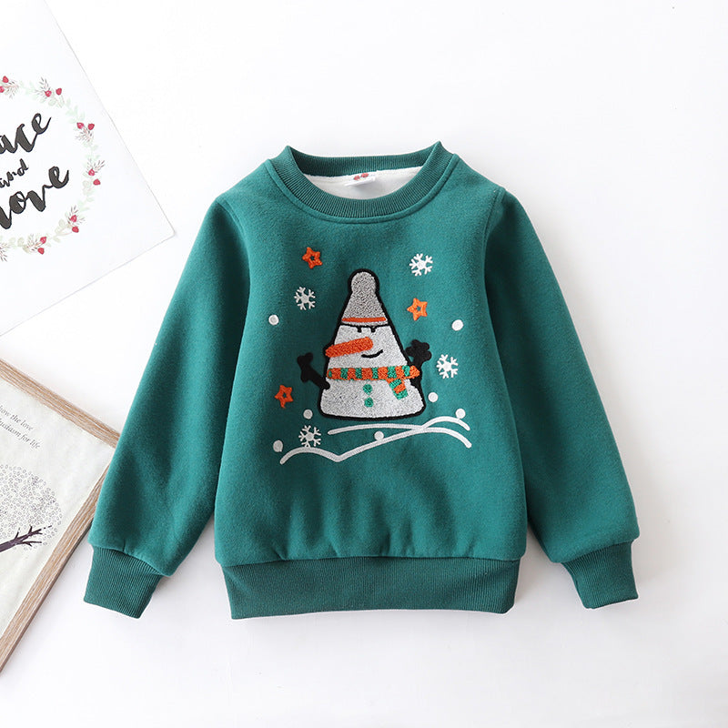 Bonhomme de neige de Noël et pull bébé rembourré en velours