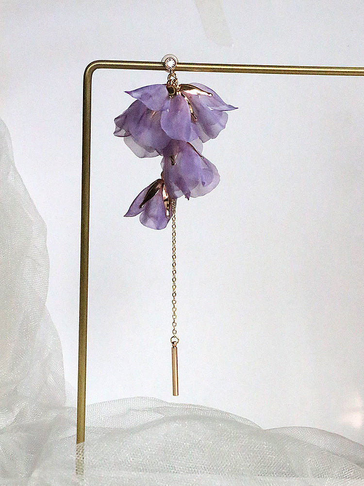 Boucles d'oreilles longues sans oreilles exagérées à fleurs