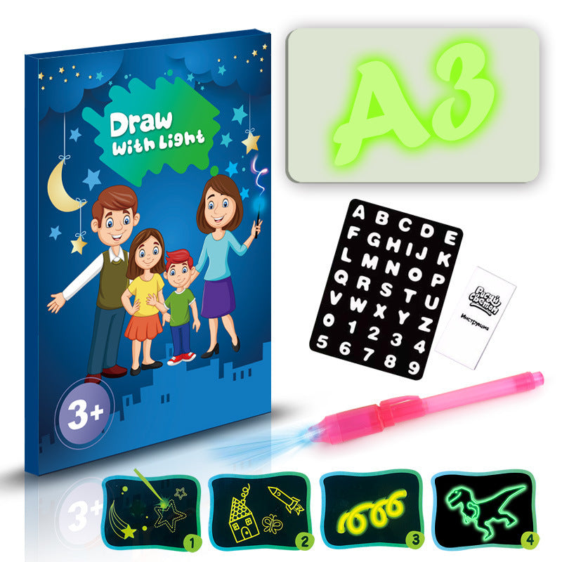 Jouet éducatif tapis de dessin 3D magique 8 effets de lumière Puzzle planche carnet de croquis