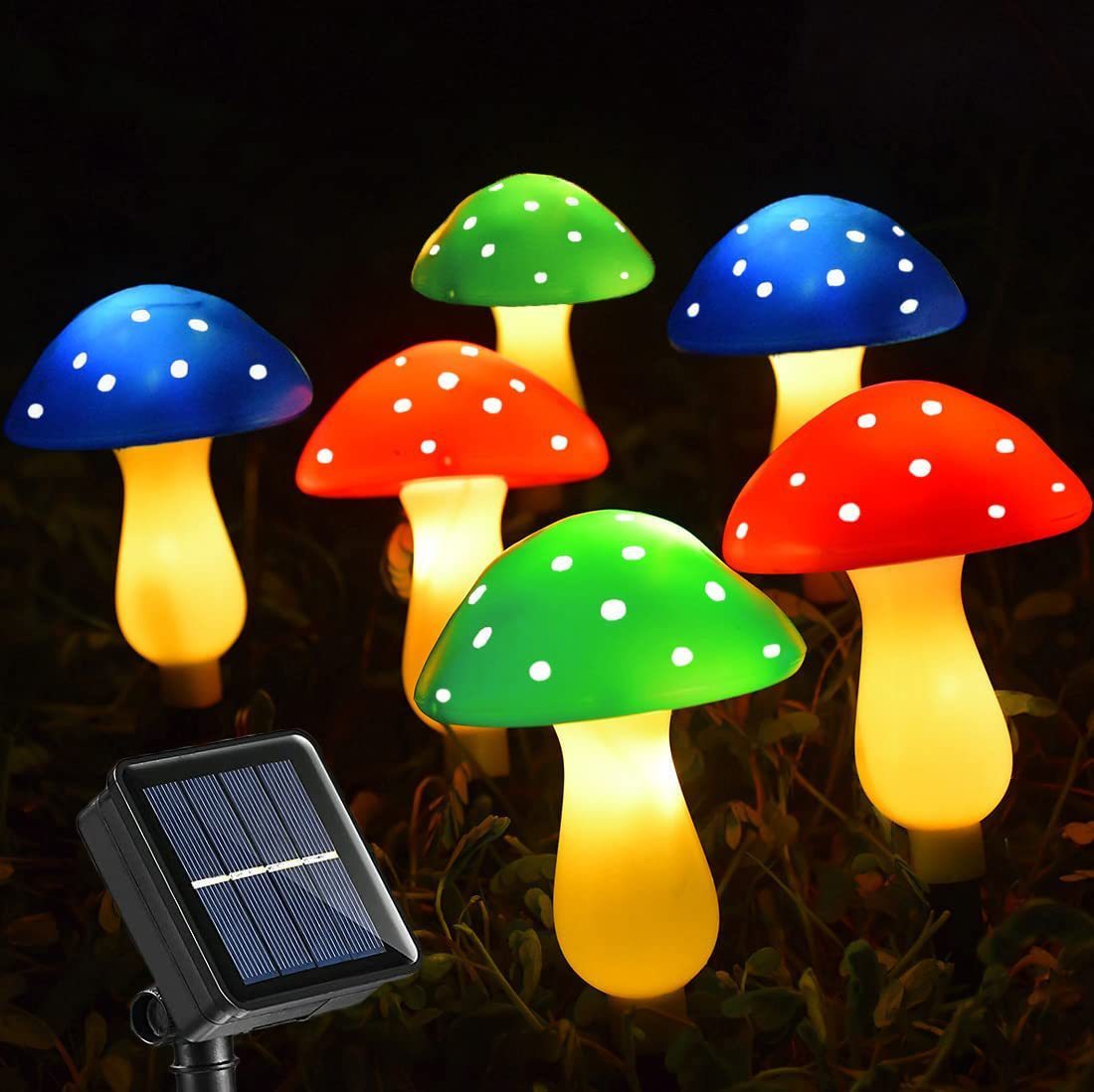 Guirlandes lumineuses à énergie solaire Lampe champignon en plastique Guirlandes lumineuses