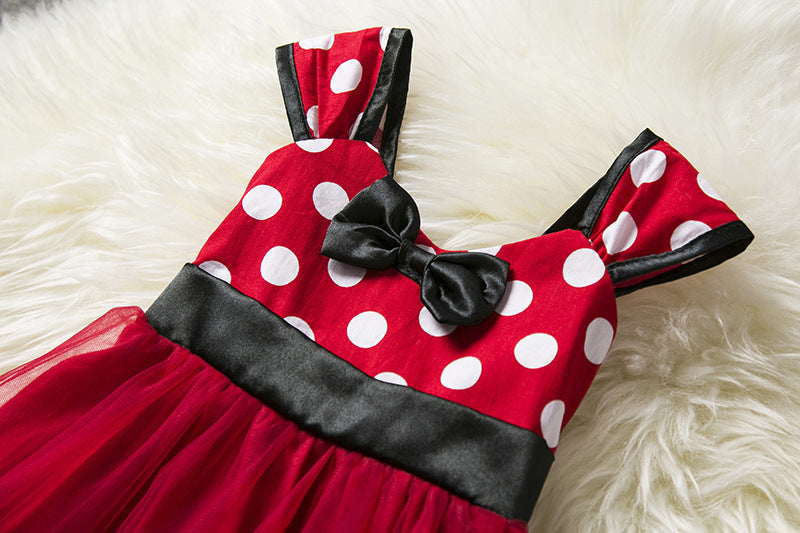 Robe de princesse avec gilet sans manches et nœud à pois