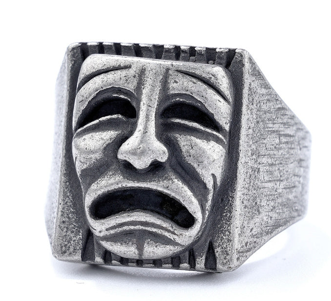 Bague en acier titane Hip Hop Street Grimace Skull