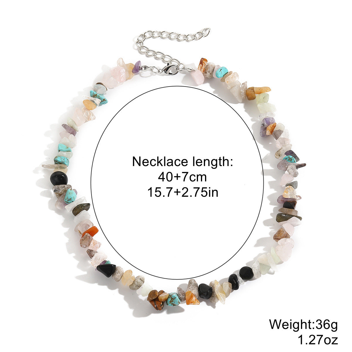 Collier bohème en pierre concassée colorée
