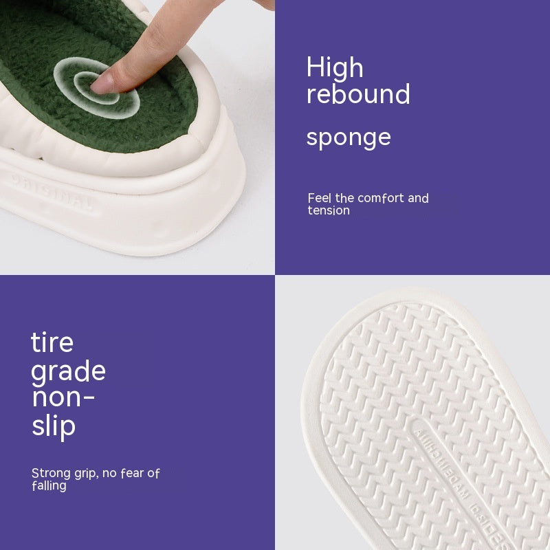 Pantoufles en coton imperméables en latex et peluche chaudes antidérapantes pour la maison