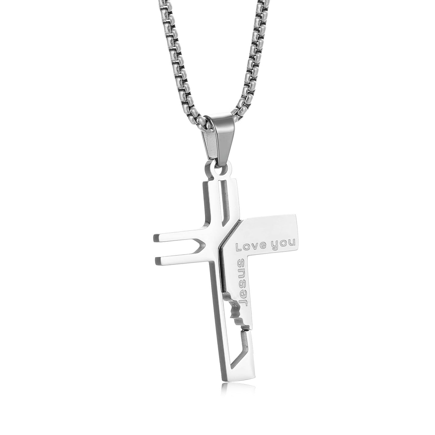 Titanium Steel Non Fading Men's Cross Pendant Necklace