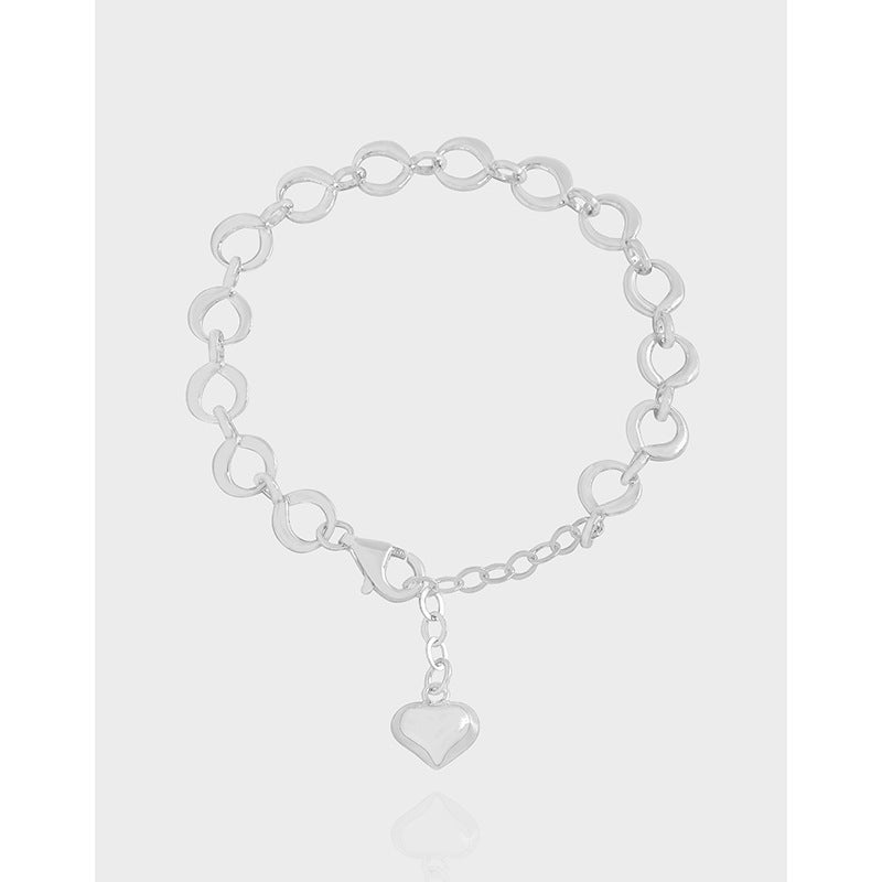 INS Niche Silver Buckle Sterling Silver S925 Heart Bracelet