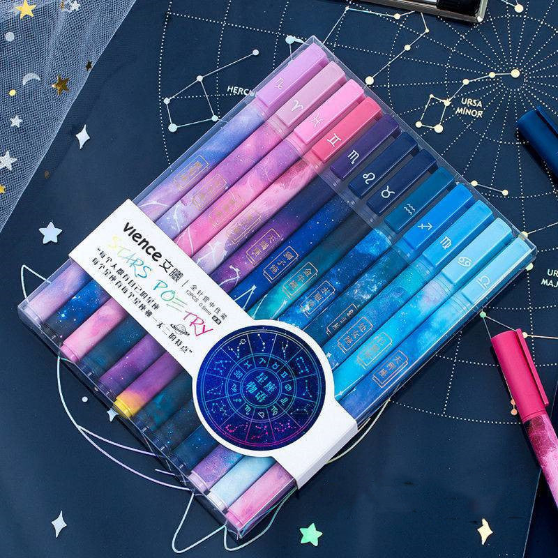 Stylo à douze constellations, stylo à étoile brillante, stylo à bille du zodiaque