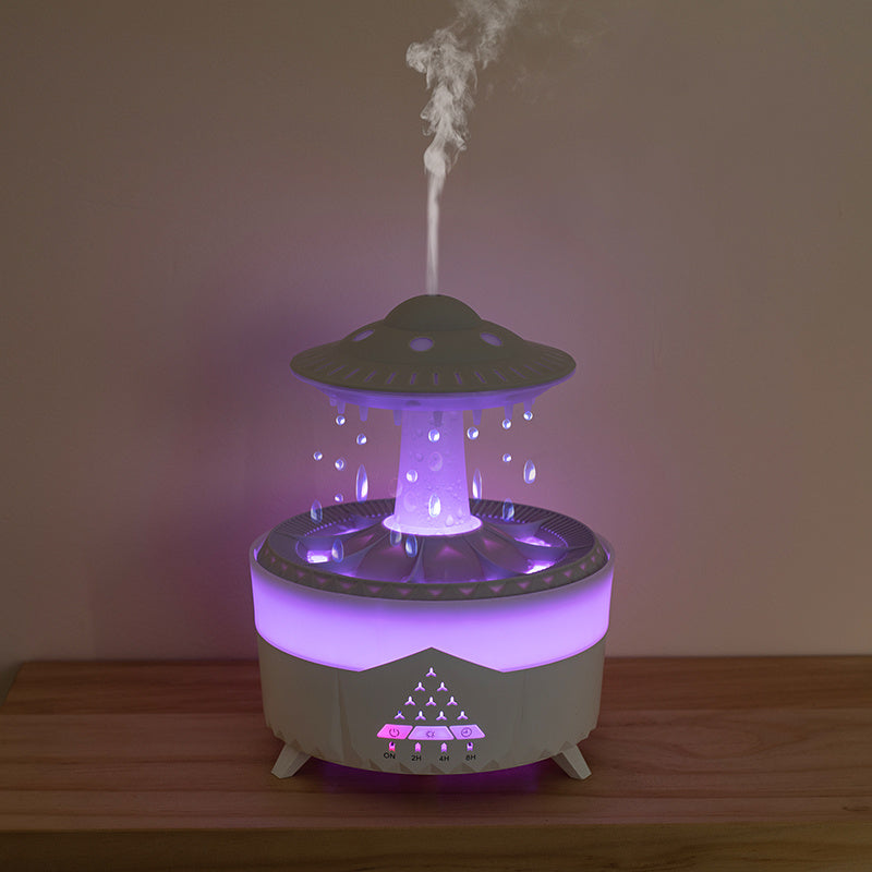 Humidificateur de pluie UFO goutte de pluie aromathérapie goutte d'eau ultrasonique humidificateur de pluie d'air 350 ml 7 couleurs lampe LED diffuseur d'arôme de goutte de pluie