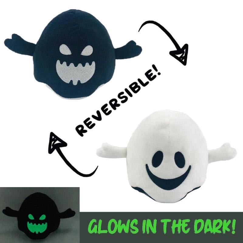 Jouets en peluche lumineux d'halloween, jouet créatif et mignon réversible en forme de citrouille fantôme, cadeau pour enfants, jouets à rabat recto-verso pour enfants