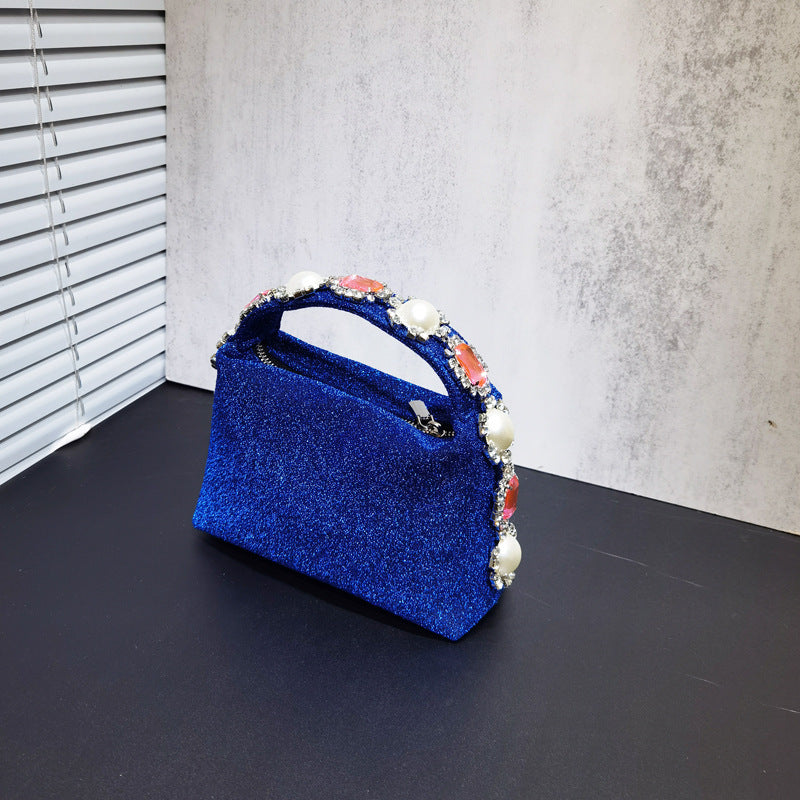 Sac de dîner en perles de strass et de fleurs, pochette en soie et diamants
