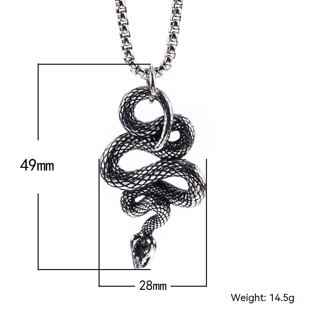 Adorno Collar de acero de titanio con colgante creativo en forma de serpiente animal de acero inoxidable