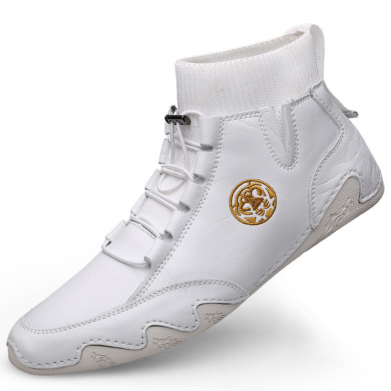 Real Leather With Fleece Lining Mid-top Wool Socks Mouth Octopus Leather Boots