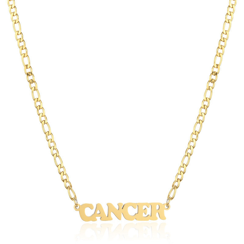 New 304 Stainless Steel 18K Gold Simple Twelve Constellations Necklace