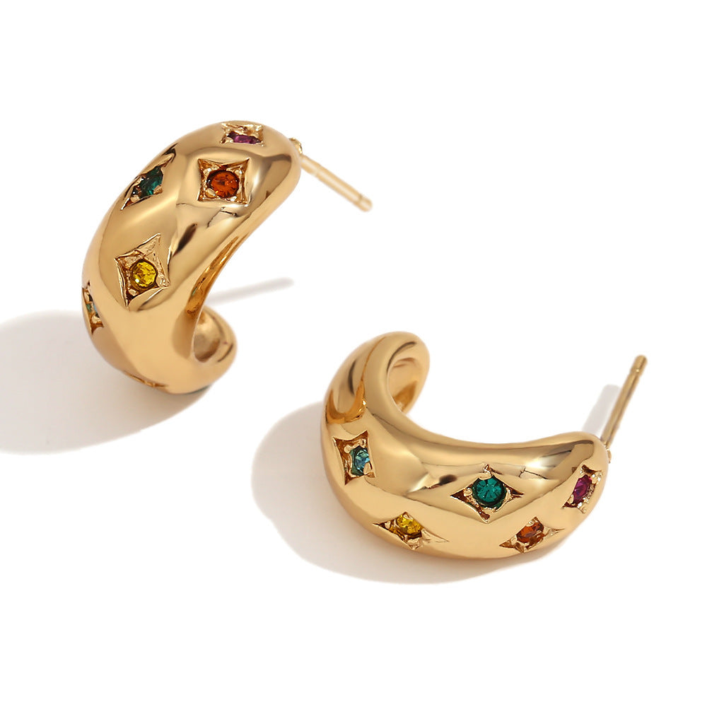 Boucles d'oreilles mode étoile Zircon lune