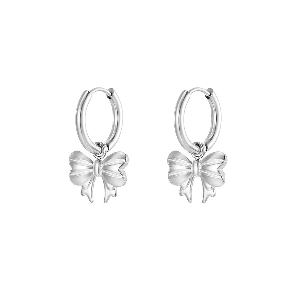 Boucle d'oreille à nœud en acier et titane pour femmes