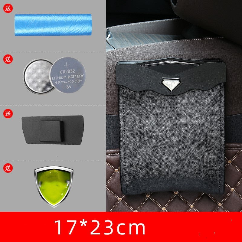 Sac de rangement suspendu pour voiture, sac poubelle à dossier de siège, sac de rangement multifonction pour poubelle de voiture, lumière LED 
