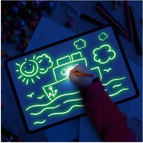 Jouet éducatif tapis de dessin 3D magique 8 effets de lumière Puzzle planche carnet de croquis