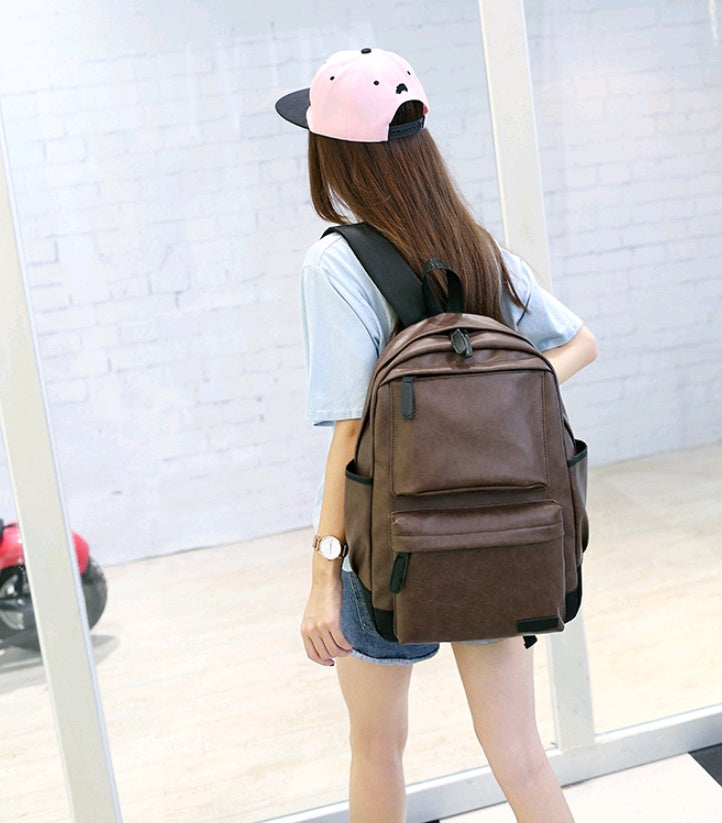 New men's travel bag fashion backpack pu shoulder bag men's casual sports backpack
