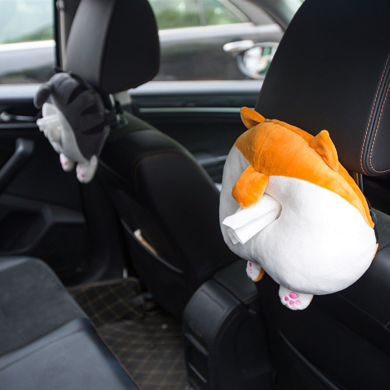 Couverture de tissu de voiture de pompage de tissu en peluche de voiture créative Corgi Ass