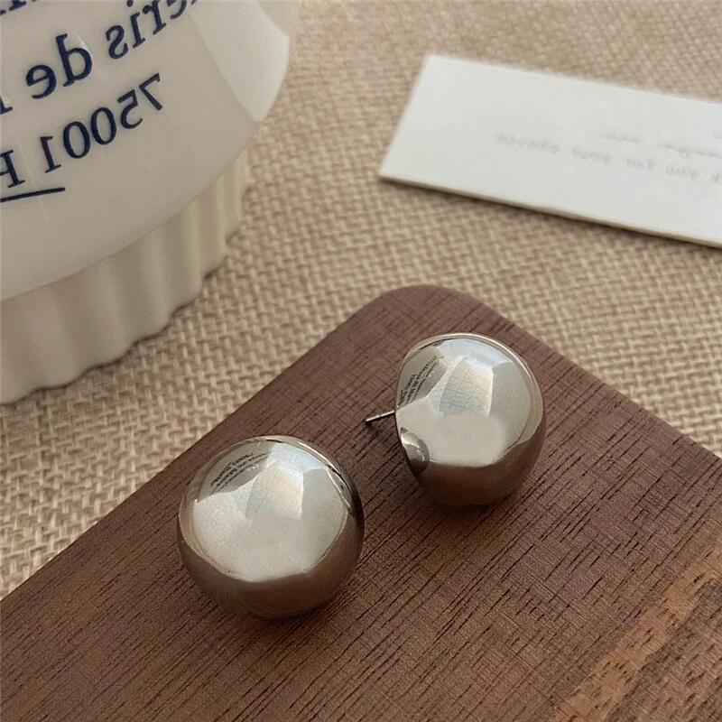 Advanced Photosensitive Surface Geometric Hemisphere Beanie Earrings