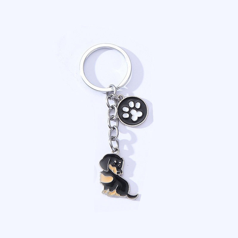 Porte-clés en métal ciré pour chien de compagnie de style américain