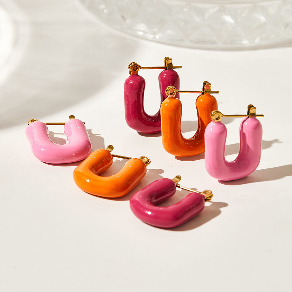 Girly Style Stainless Steel Alphabet Letter Earrings