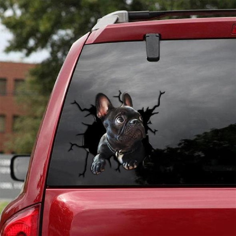 Pared de animales, todo tipo de cachorros, pegatinas electrostáticas creativas con agujero roto para ventana de coche
