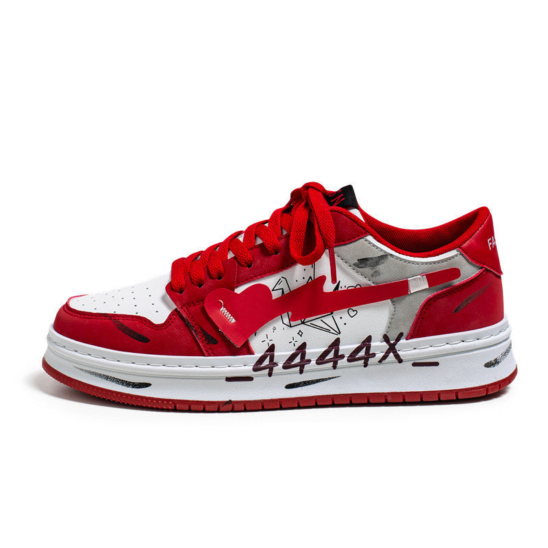 Chaussures de skateboard graffiti en détresse, baskets pour hommes
