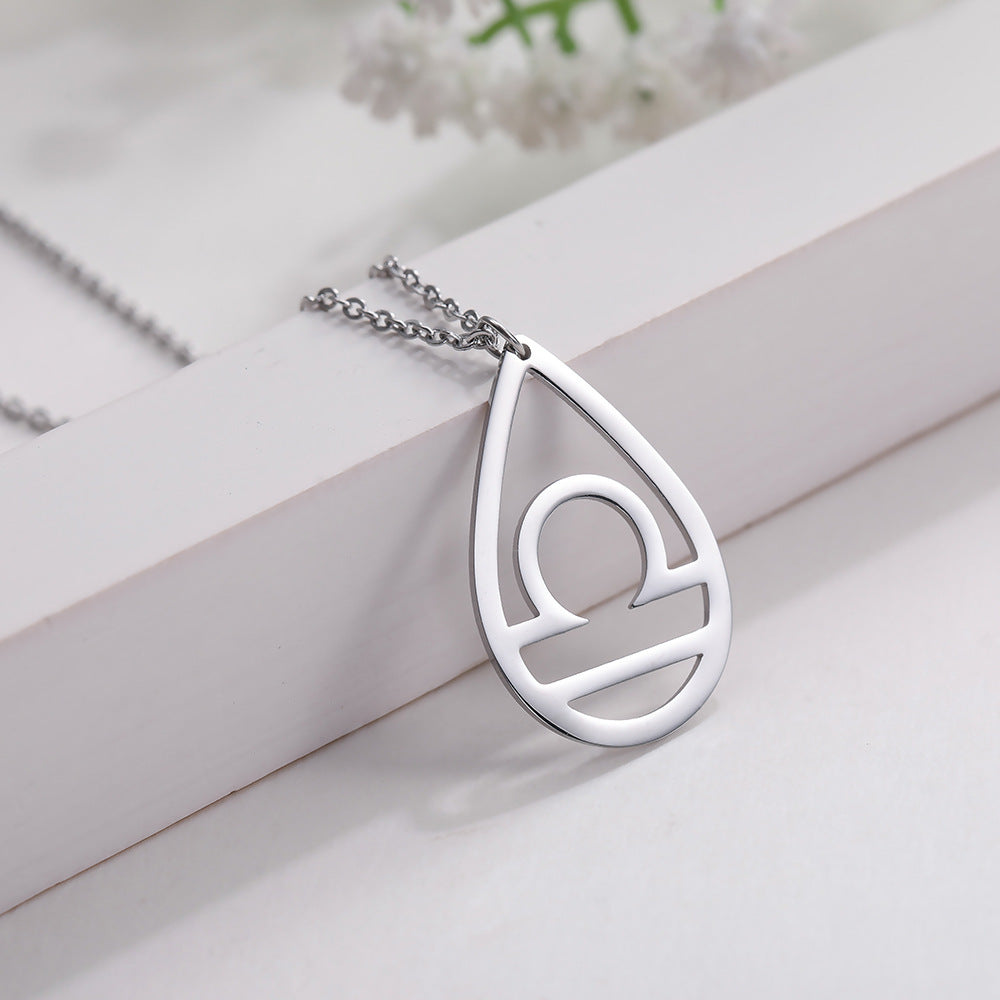 Style coréen Normcore goutte d'eau creux balance pendentif collier ne se décolore pas clavicule dame