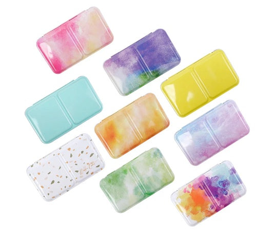 Color Empty Palette Case Tins Box Paint Storage Iron Box with 24 Half Pans For Watercolor Paints Painting Art Supplies