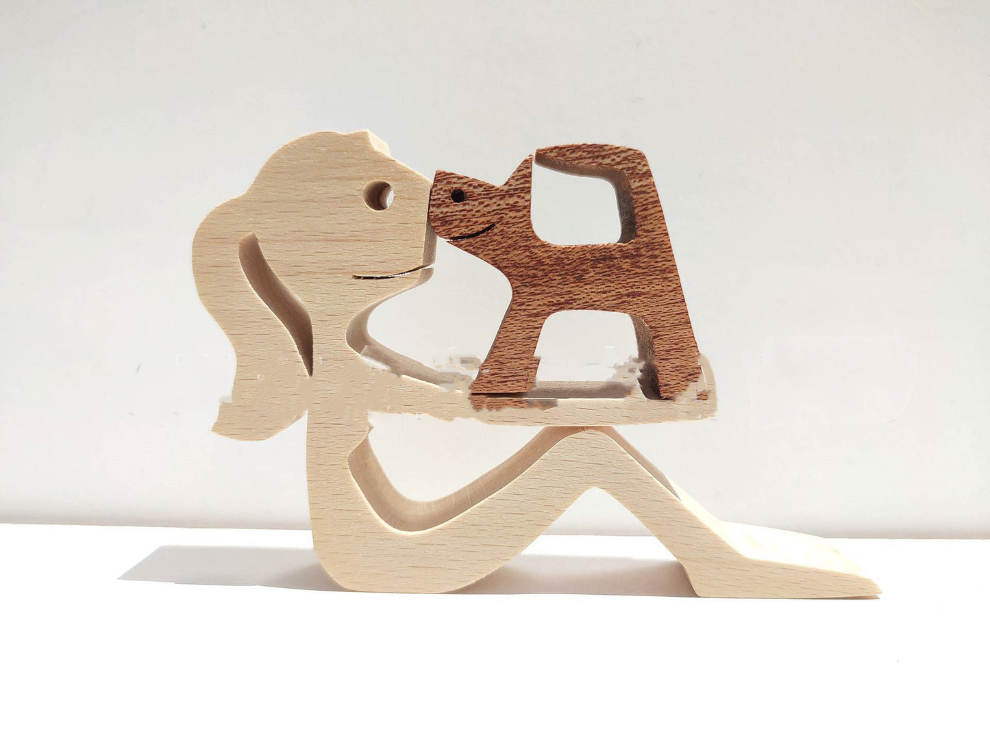 Figurine de chien en bois à faire soi-même, Sculpture de décoration de maison, un homme et un chien, Sculpture en bois, cadeaux de noël, modèle de décoration