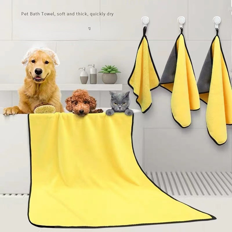 Serviettes pour chiens pour sécher les chiens, serviette de bain pour chien, serviettes pour chiens et chats à séchage rapide, serviettes en fibres douces, super absorbantes, serviette en microfibre douce à séchage rapide pour chiens, chats jaune