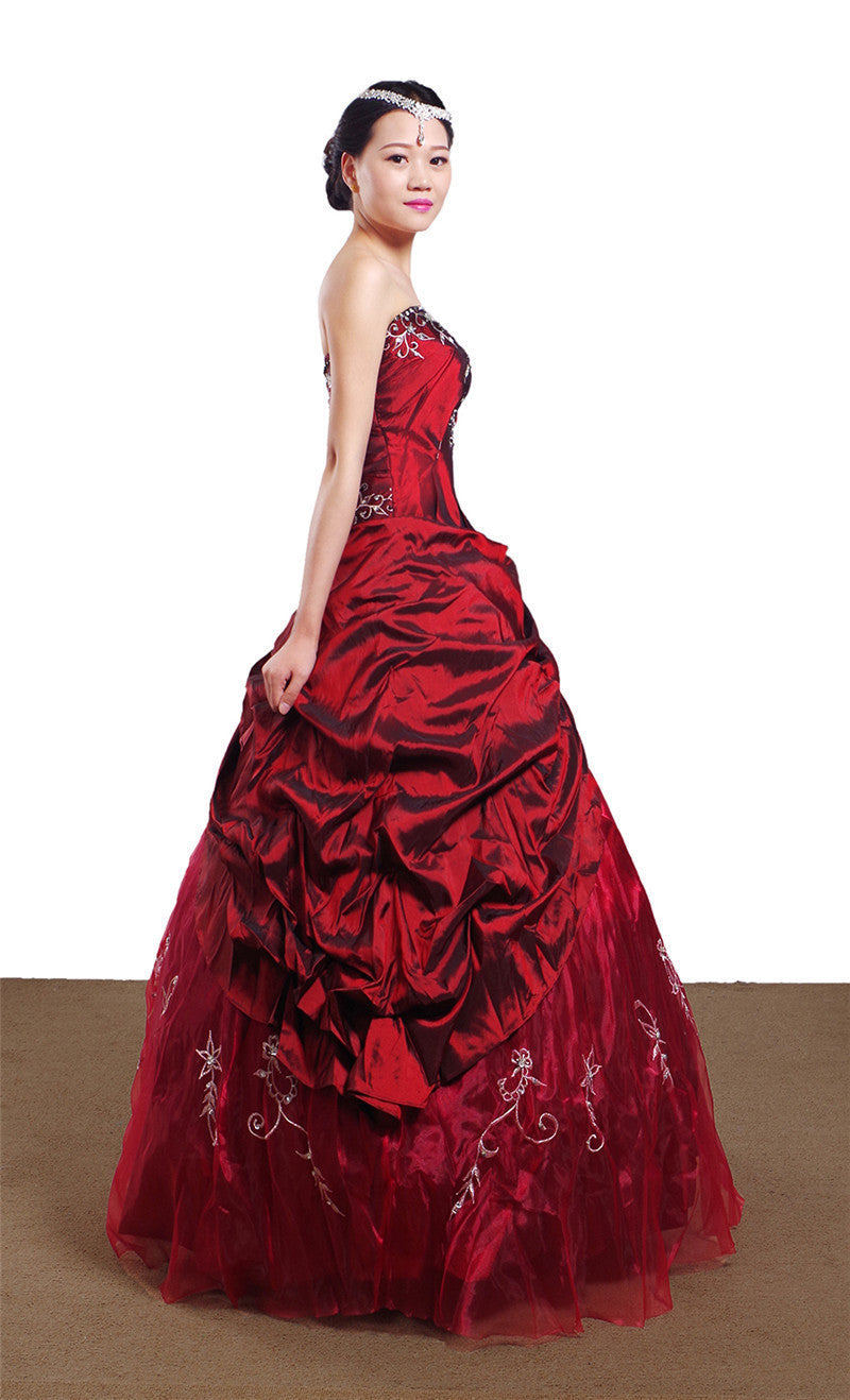 Vestido de novia hecho a mano de tafetán bordado en plata ocasión Formal vestido de noche de baile para mujer