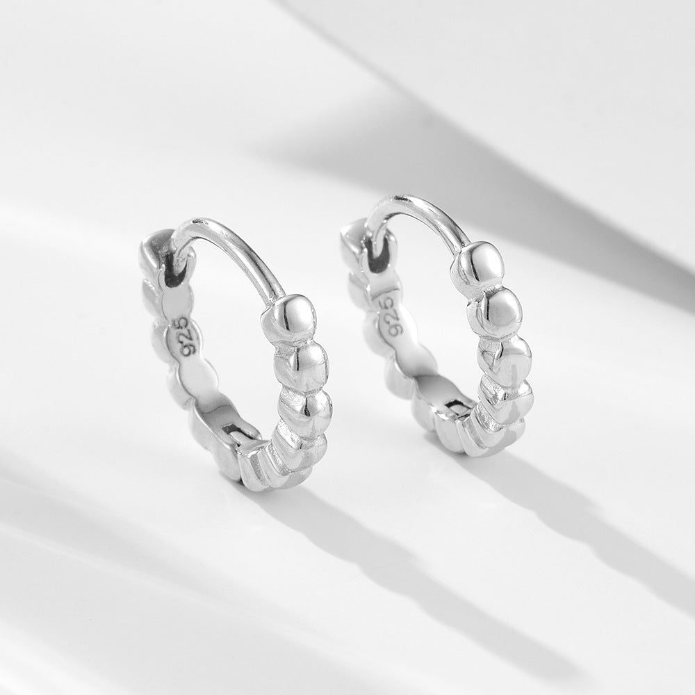 S925 Sterling Silver French Retro Hoop Earrings