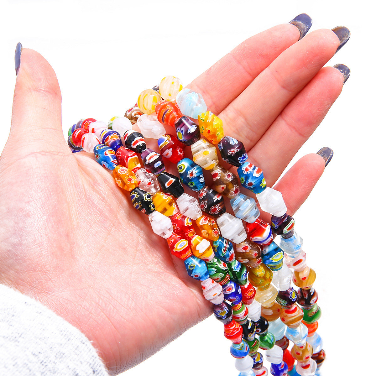 Colored Flower Colored Glaze Scattered Beads