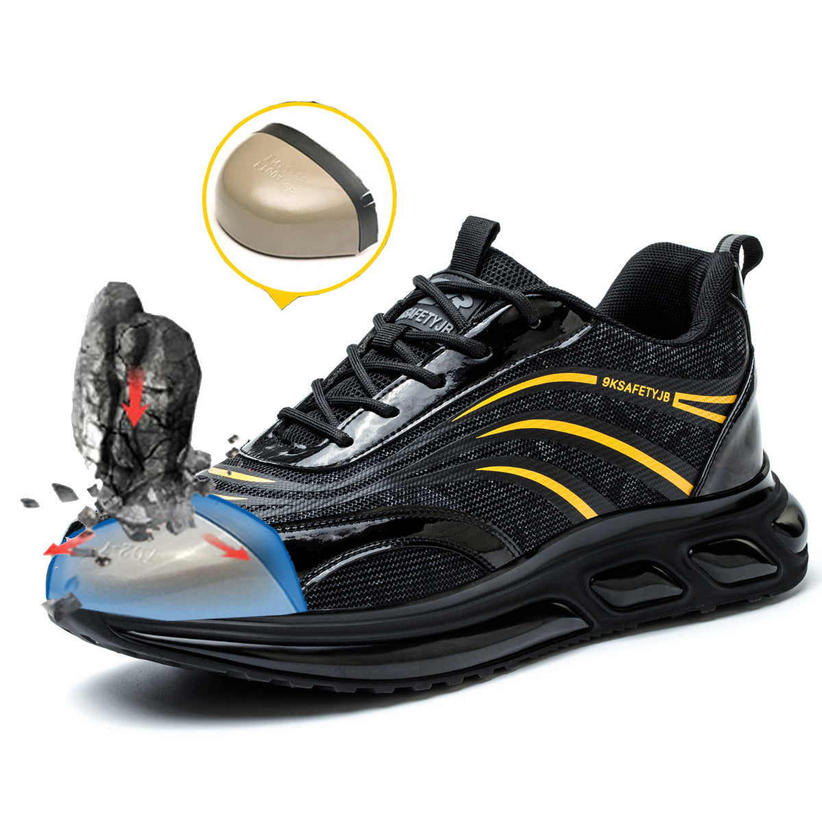 Chaussures superbes de protection du travail en cuir de fibre avec l'anti fonction fracassante