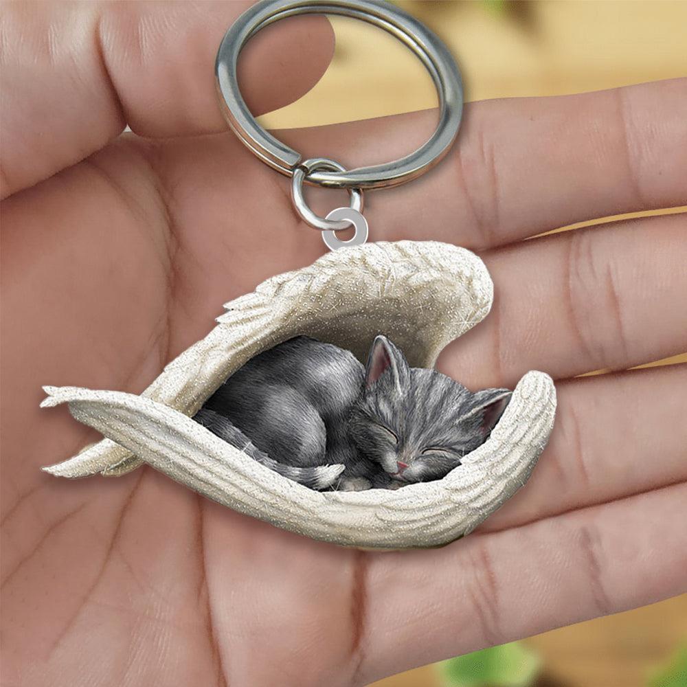 New Unique Dogs And Cats Sleeping Angel Pendant Car Key Ring