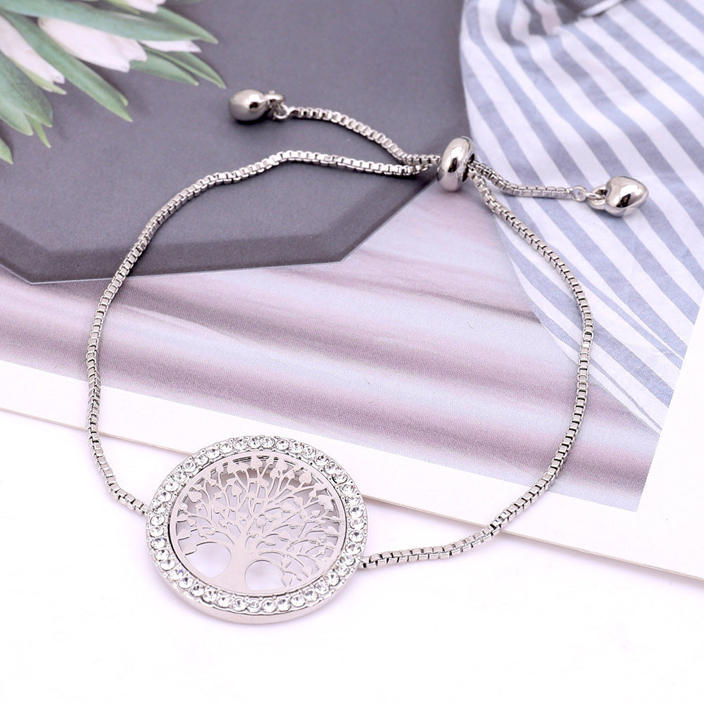 Nueva pulsera de árbol de la suerte creativa de metal dorado