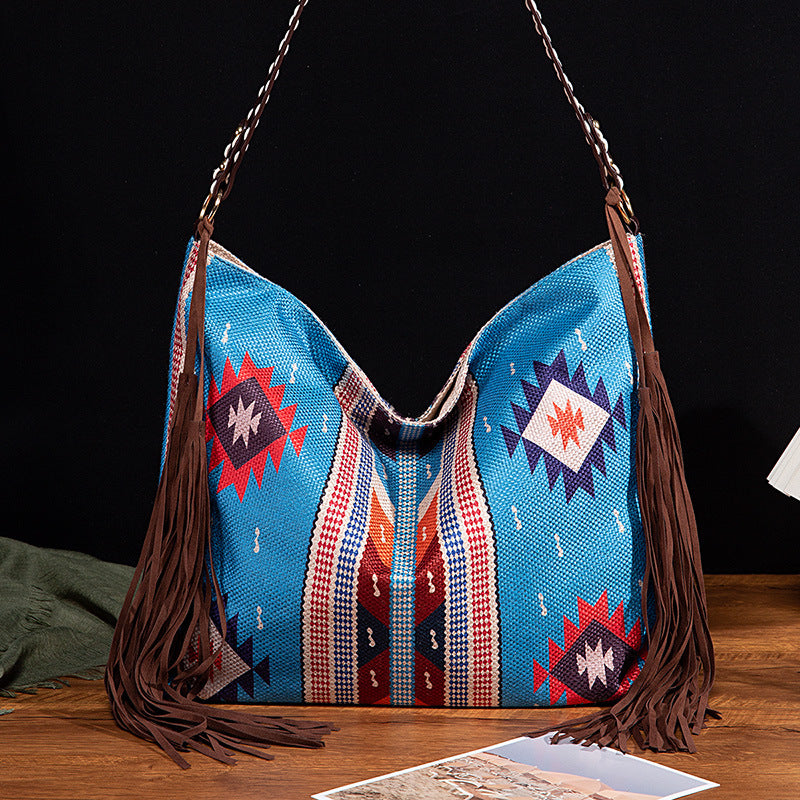 Sac rétro en coton et lin pour femmes, Portable