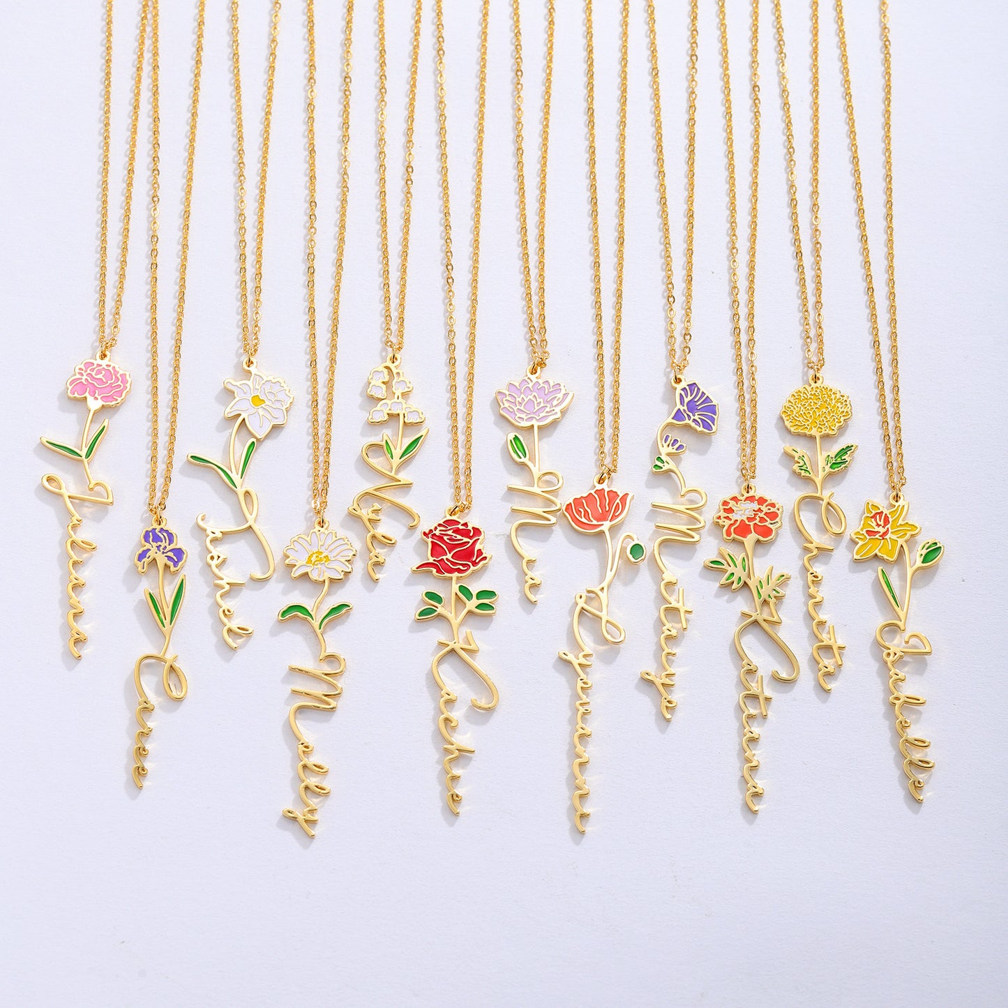 Collier en métal en acier inoxydable, couleur titane, fleur de décembre, bricolage