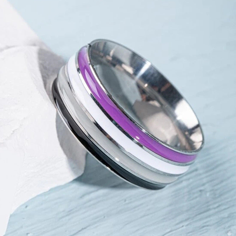 Anillo de goteo multicolor arcoíris para hombre Tide Titanium Steel