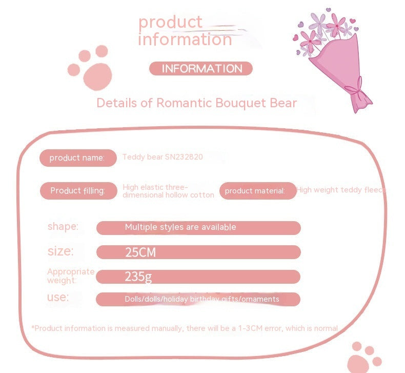 Rose Bear Doll Girls Regalo del día de San Valentín
