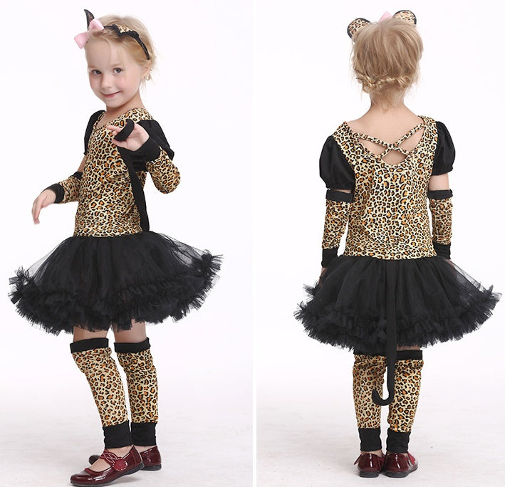 Disfraz de Halloween para niños, disfraz de gato leopardo para niñas, ropa