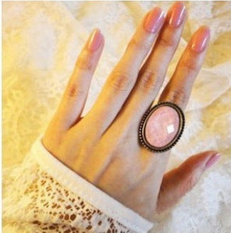 Vintage Oval Flower Gemstone Ring For Women